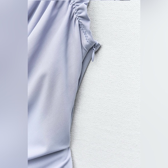 ZARA Ruffled Midi Dress Size Small - Picture 3 of 6